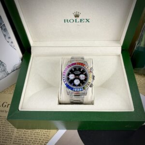 Đồng Hồ Rolex Daytona Rainbow Nam Đá Viền 7 Màu Máy Nhật Fake 40mm