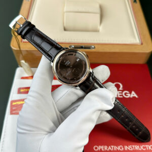 Omega De Ville Prestige Chocolate Dial Black Leather Strap Replica Watch (2)