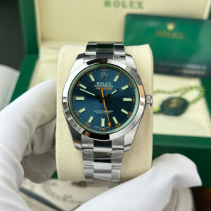 Rolex 116400GV Milgauss Green Crystal Z Blue Dial Replica Watches VSF 40mm (10)