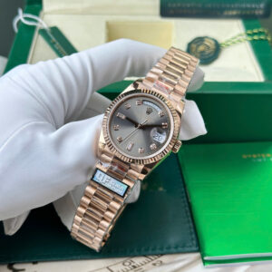 Rolex Day-Date 128235-0050 Gray Dial Replica Watches QF Factory 36mm (9)