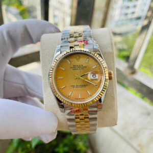 Đồng Hồ Rolex DateJust Demi Vàng Gold Nam Máy Nhật Giá Rẻ Fake 41mm