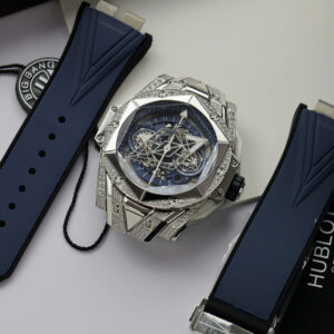 Hublot Big Bang Sang Bleu II Blue Color Full Diamonds Fake Watches 45mm (1)