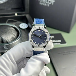 Hublot Classic Fusion Titanium Blue Dial Bezel Diamonds Women's 33mm (1)