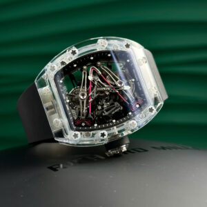 Richard Mille RM38-02 Tourbillon Sapphire Black Rubber Strap Replica Watch 42.7x49.9mm